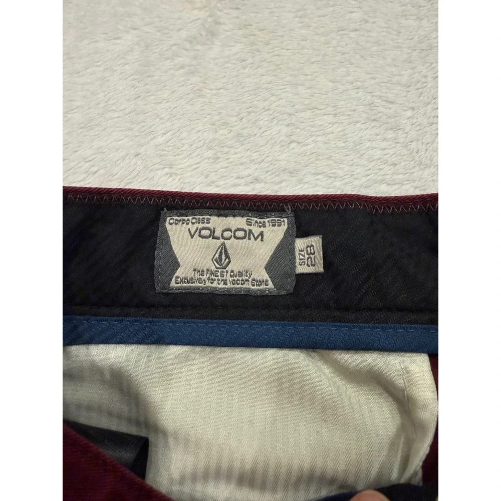 Volcom Frickin Modern Fit Chino Shorts Mens 28 Burgundy Maroon Skate Casual